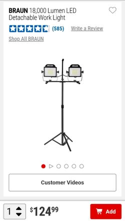 BRAUN 18,000 Lumen LED Detachable Work Light