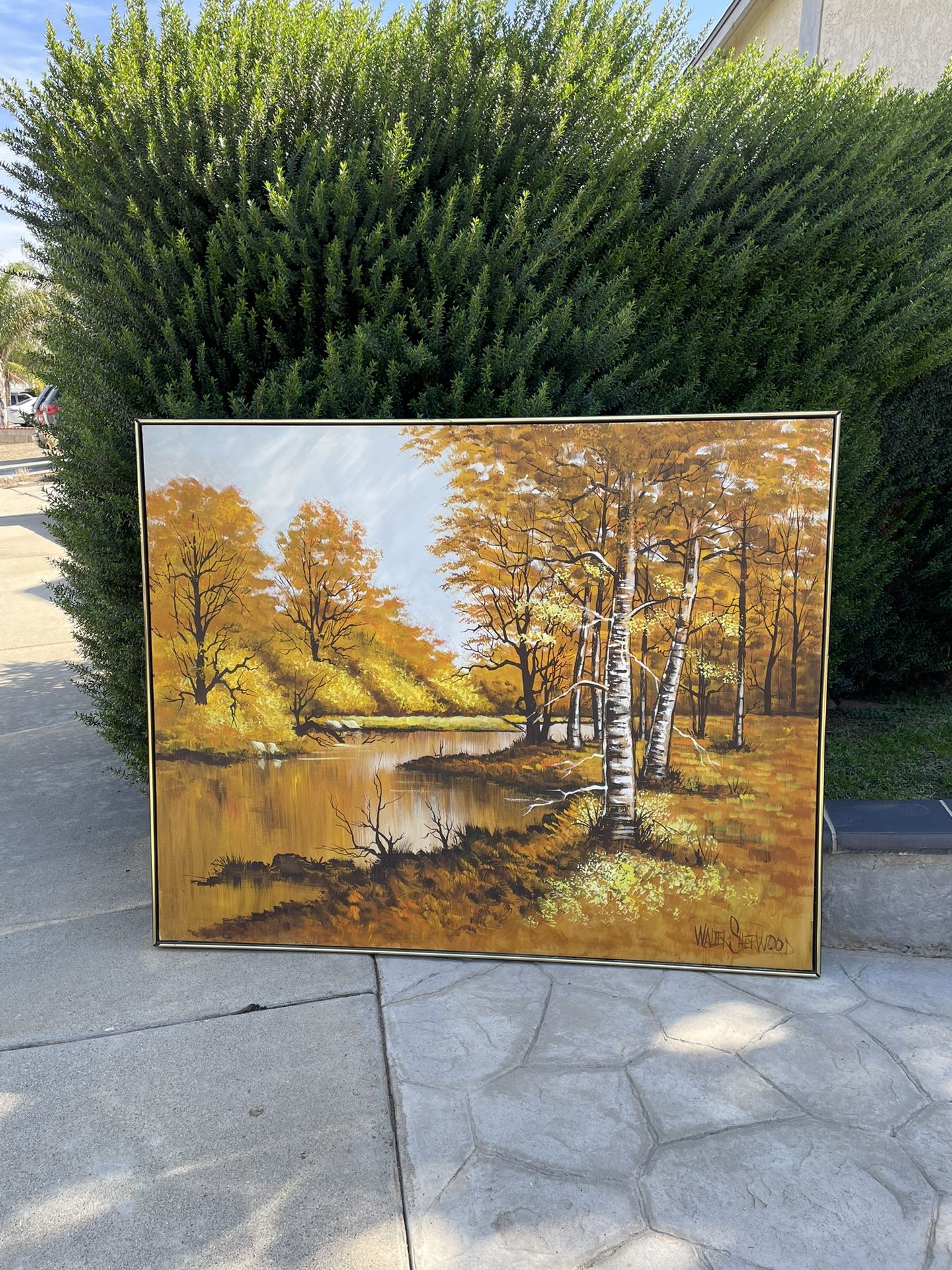 Large 61"x 49" Original Walter Sherwood Landscape Oil Painting