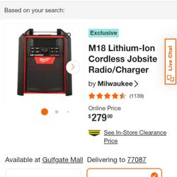 Milwaukee M18 Job Site Radio/ Battery Charger 