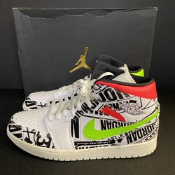 Jordan 1 Mid All Over Logos DS Size 12
