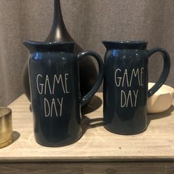 2 Never Used Rae Dunn Modern Farmhouse Navy  Blue Pitchers