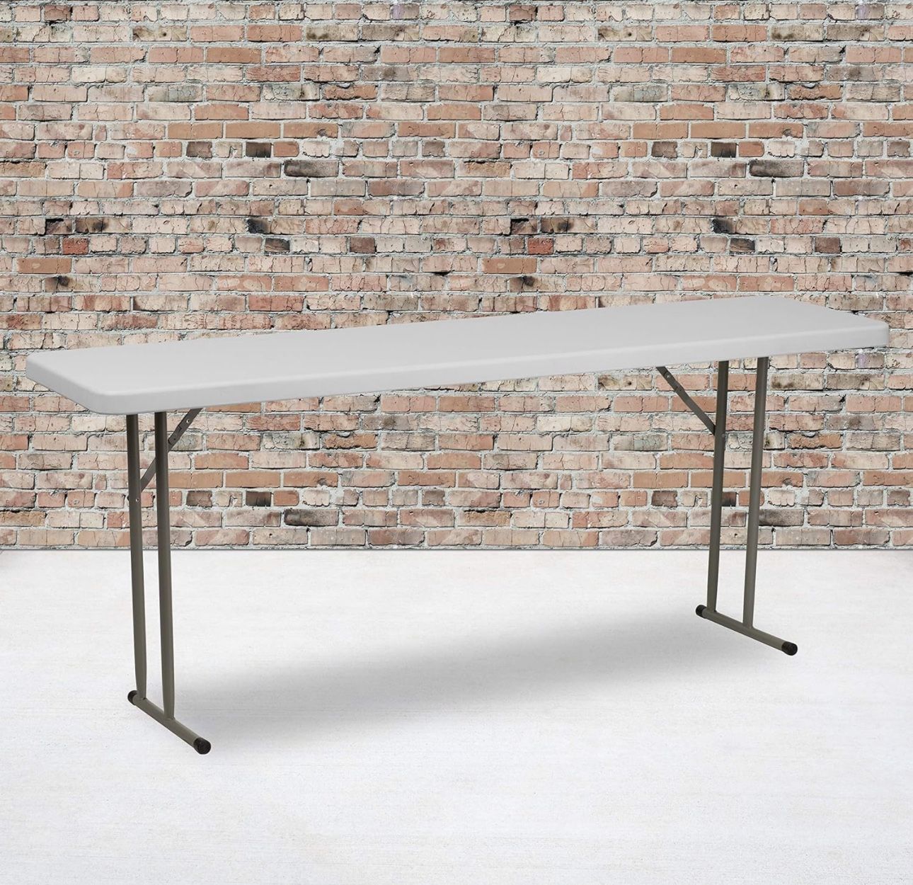 6-Foot Granite White Plastic Folding Training and Event Table