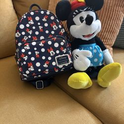 Loungefly Minnie Mouse Backpack & Plush (Bundle)