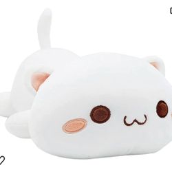 Onsoyours Cute Kitten Plush Toy 25.5" Stuffed Animal Pet Kitty Soft Anime Cat Large Plush Pillow for Kids (White A, 25.5")
