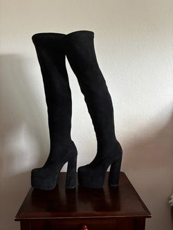 Black Thigh High heeled boots