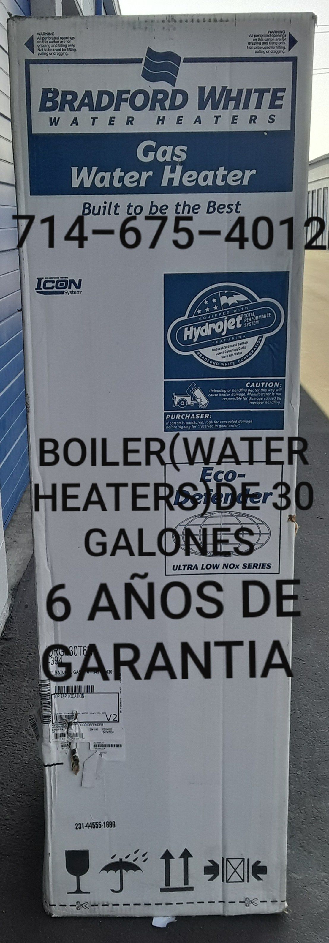 BOILER(WATER HEATERS)DE 30 GALONES NUEVO DE LA MARCA BRADFORD WHITE!!!!