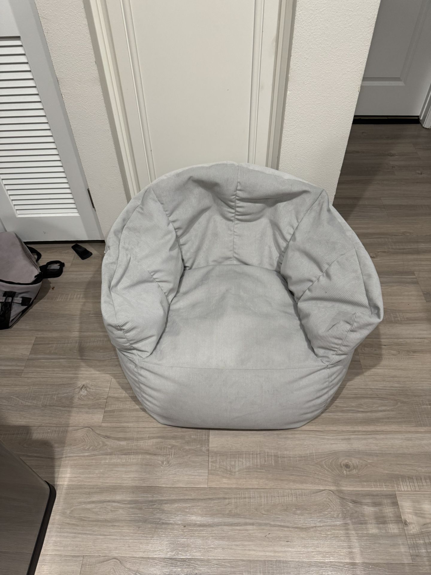 Light Gray Corduroy Bean Bag Chair – Cozy & Compact Lounge Seat 2 available