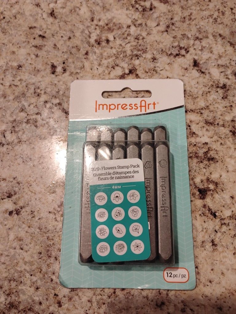 New Impress Art 12 -Pc Metal Birth Flowers Stamp Pack