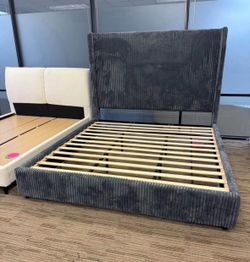 NEW 6FTTall Dark Grey Platform Bed Frame Queen & King Size with USB Port
