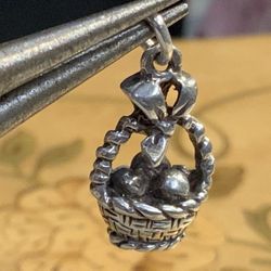 Sterling Silver Easter Basket Charm