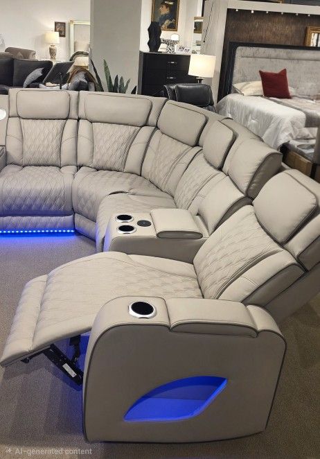 New Power Recliner Modern Sectional With Bluetooth Speakers, Phone Charger & More! Black, Grey, White & Caramel!
