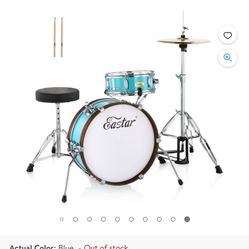 Eastar EDS-680 18 inch 2 Piece Acoustic Drum Set for Beginner Junior Blue
