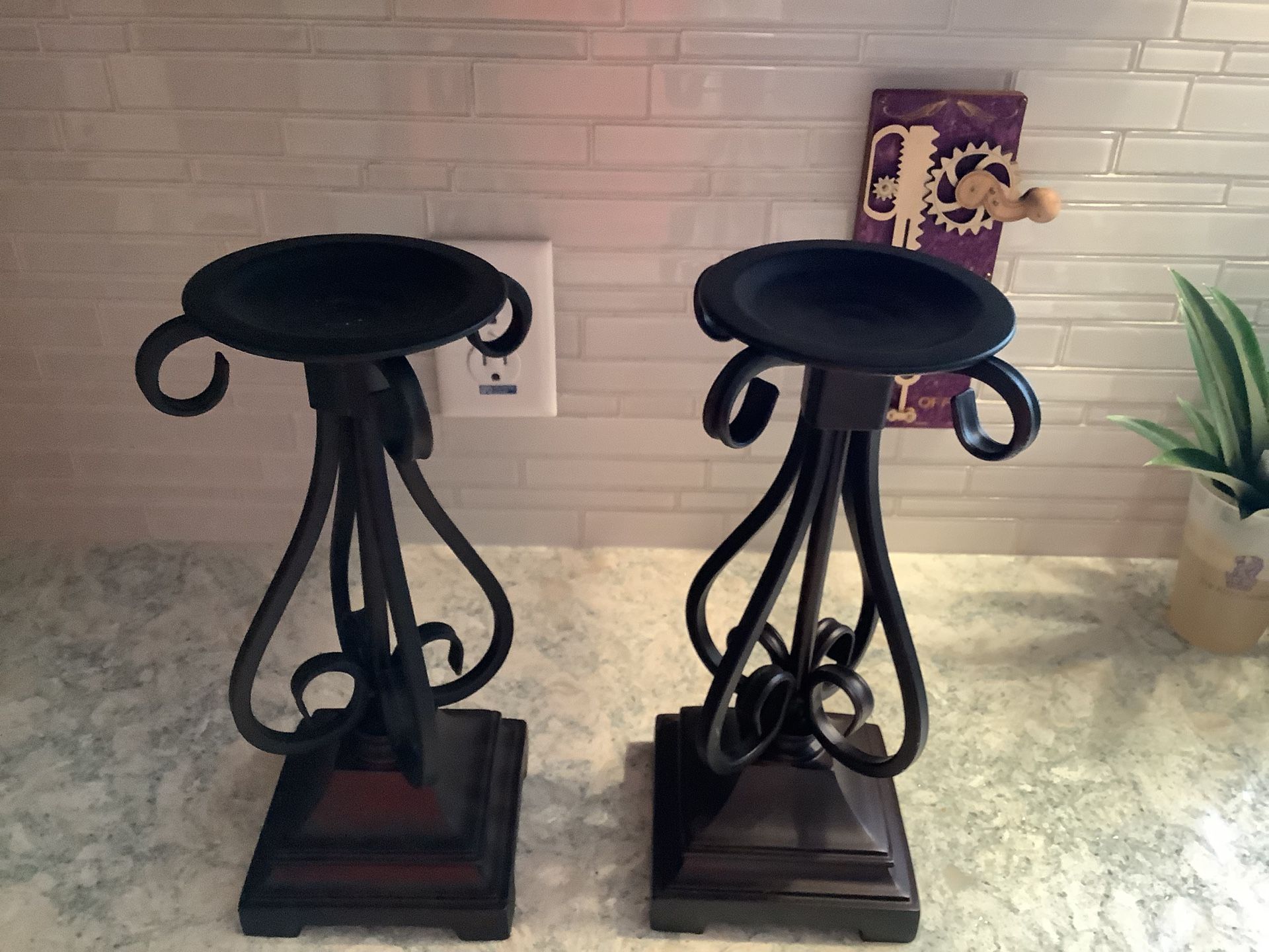 Two Kohls Metal Pillar/ Candle Holder