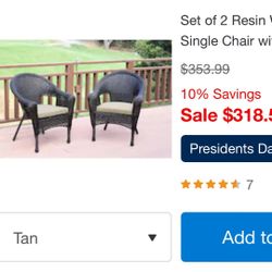 Pair Of Resin Wicker Outdoor Chairs Desks 