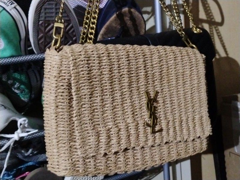 YSL  gorgeous straw purse with chain beautiful inside and out comes with protective dust bag