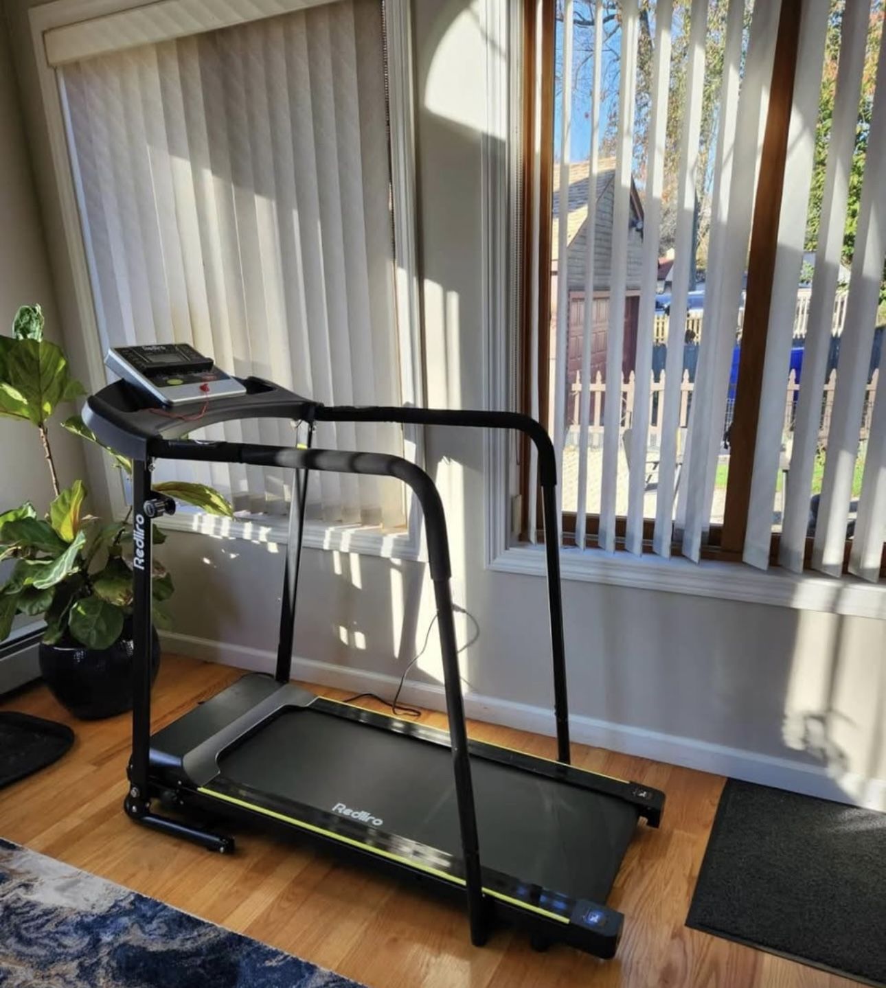 Walking Treadmill with Long Handrail for Balance, Recovery Fitness Exercise Machine W/LCD Display