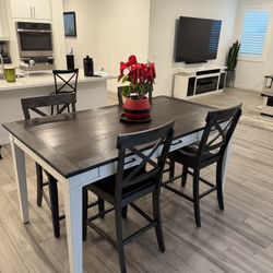 Montana White & Espresso Counter Height Storage Dining Table w/ Chairs