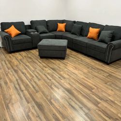 Kettner 136.35" Wide Reversible Modular Corner Sectional with Ottoman