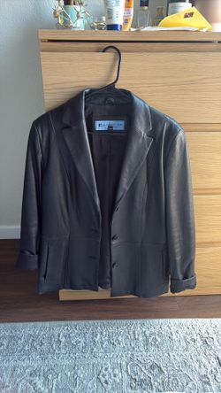 Genuine leather vintage blazer