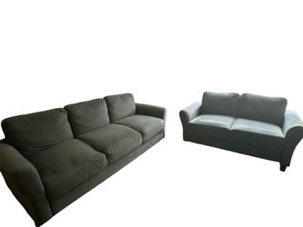 Grey Suede Sofa and Loveseat Set