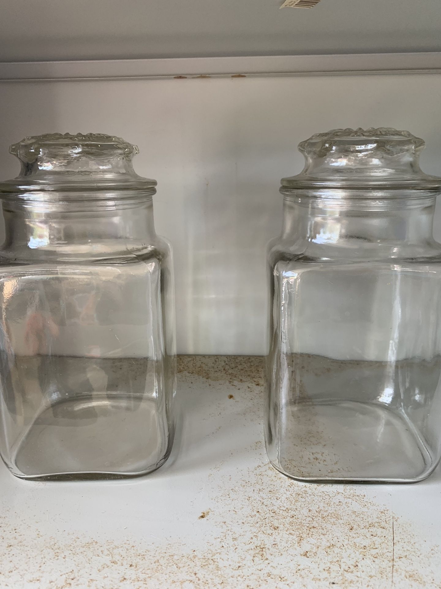 2 MATCHING GLASS JARS