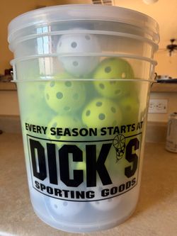 Bucket  of Practice baseballs