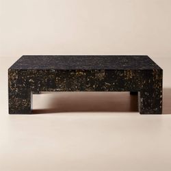 CB2 Scatola 48" Square Brown Tiled Resin Coffee Table