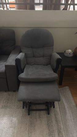 Gray Glider Chair with Ottoman
