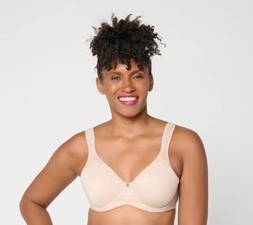 Breezies Natural Curves Lace Trim Underwire Seamless Support Bra Sunbeige, 44C