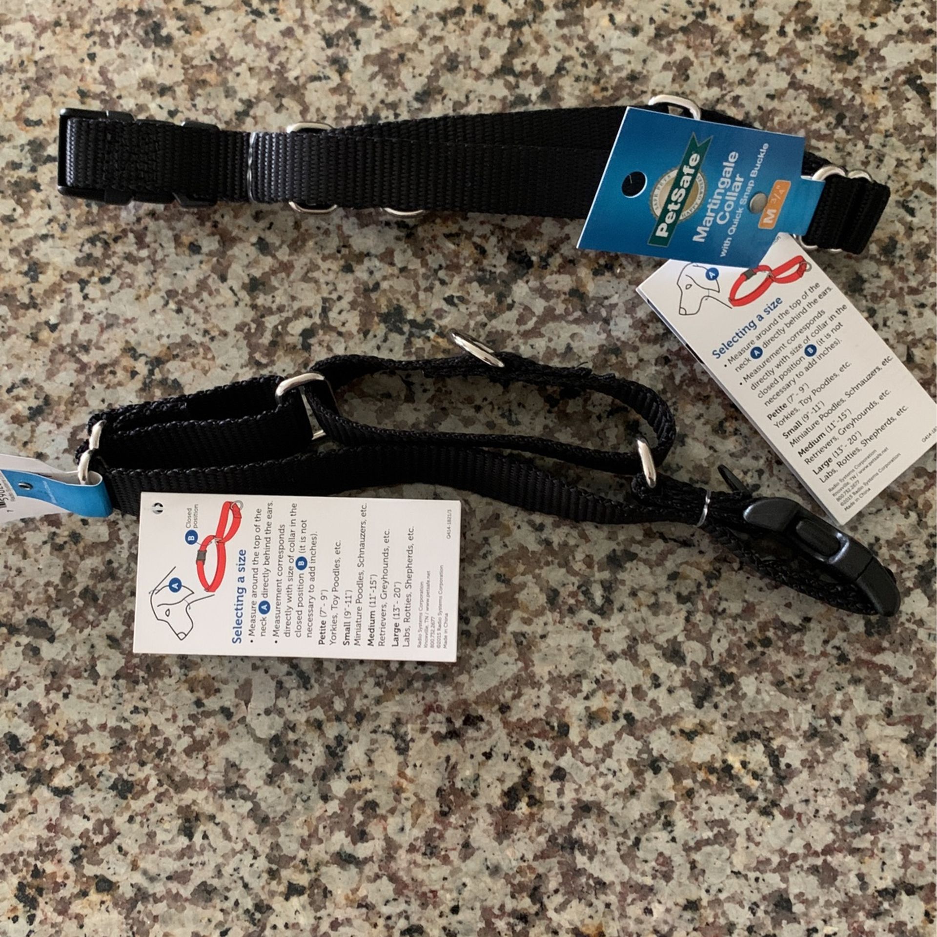 Two Medium Martingale Dog Collars & 6 Ft Leash
