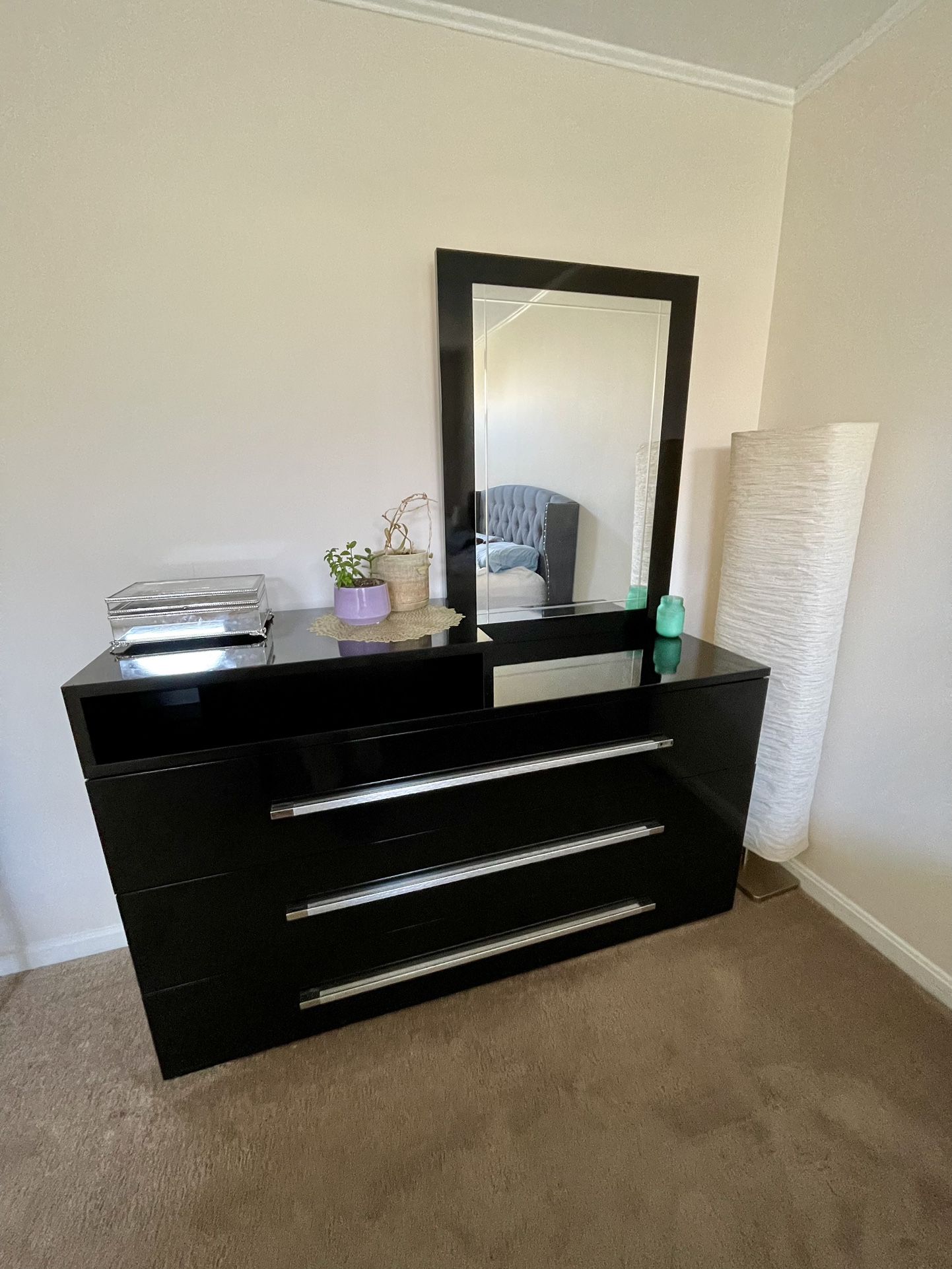 Luxurious Dresser with Mirror $600 and Chest $400 Or Both for $900 Excellent Condition. Black color, very sturdy, high quality and from a smoke-free h