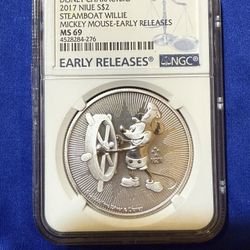 2017 1oz NGC MS69 MICKEY MOUSE SILVER COIN 