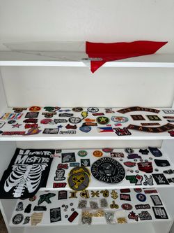 Huge Lot of Band Patches, Studs, Pins & Embroidered Patches Punk/Metal/Rock