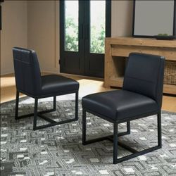 Modern Black Upholstered Dining Chairs Set of 3