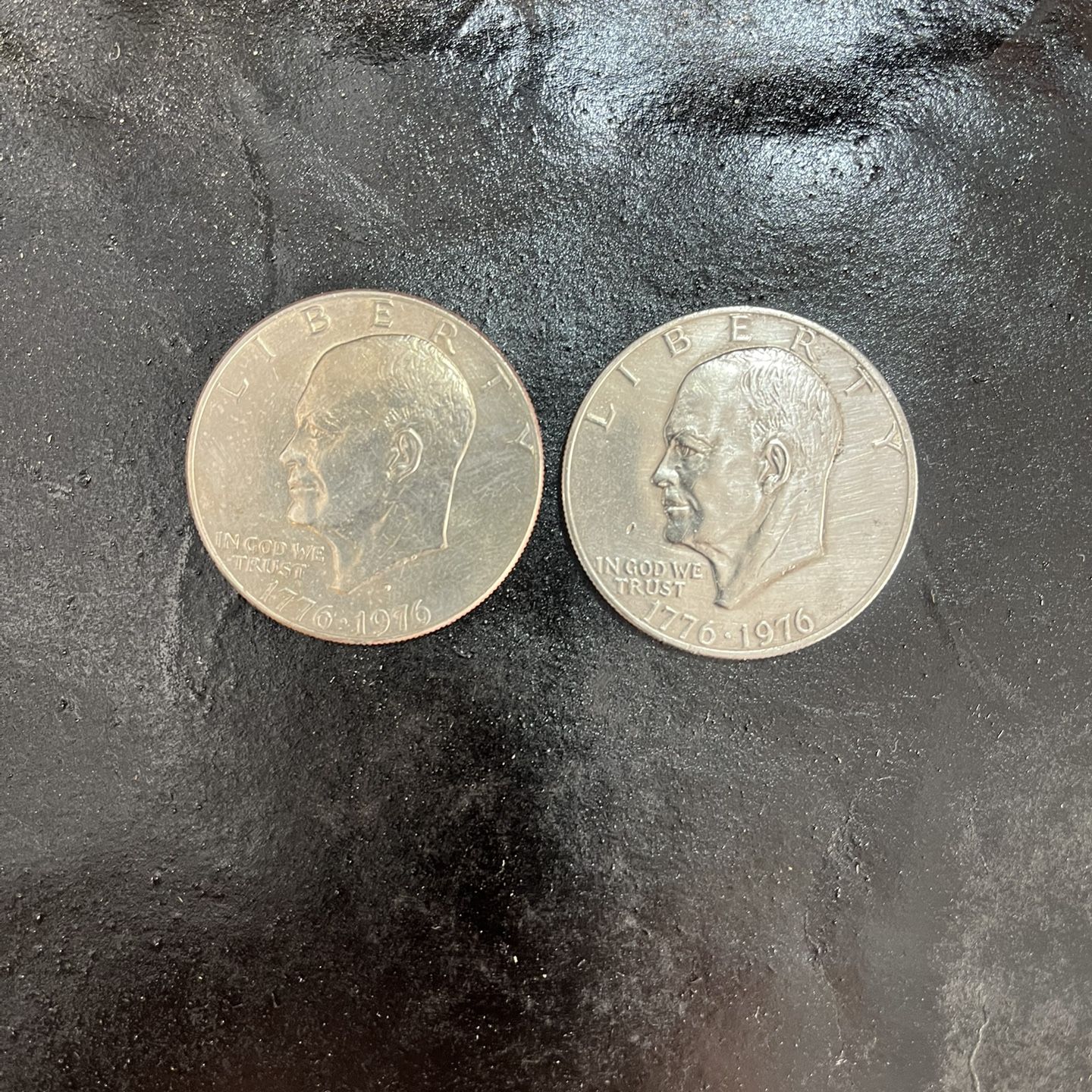 Two Bicentennial Eisenhower silver dollars