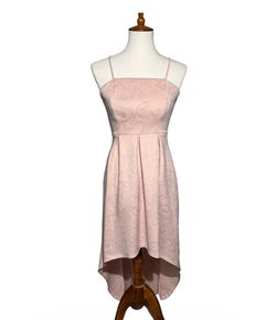 blush pink spaghetti strap prom braid maid dress embossed floral size small