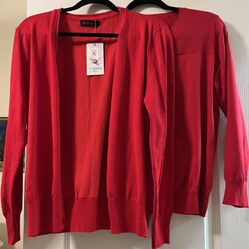 MEIJIAOQI Red Cardigan and Sweater - Set 
