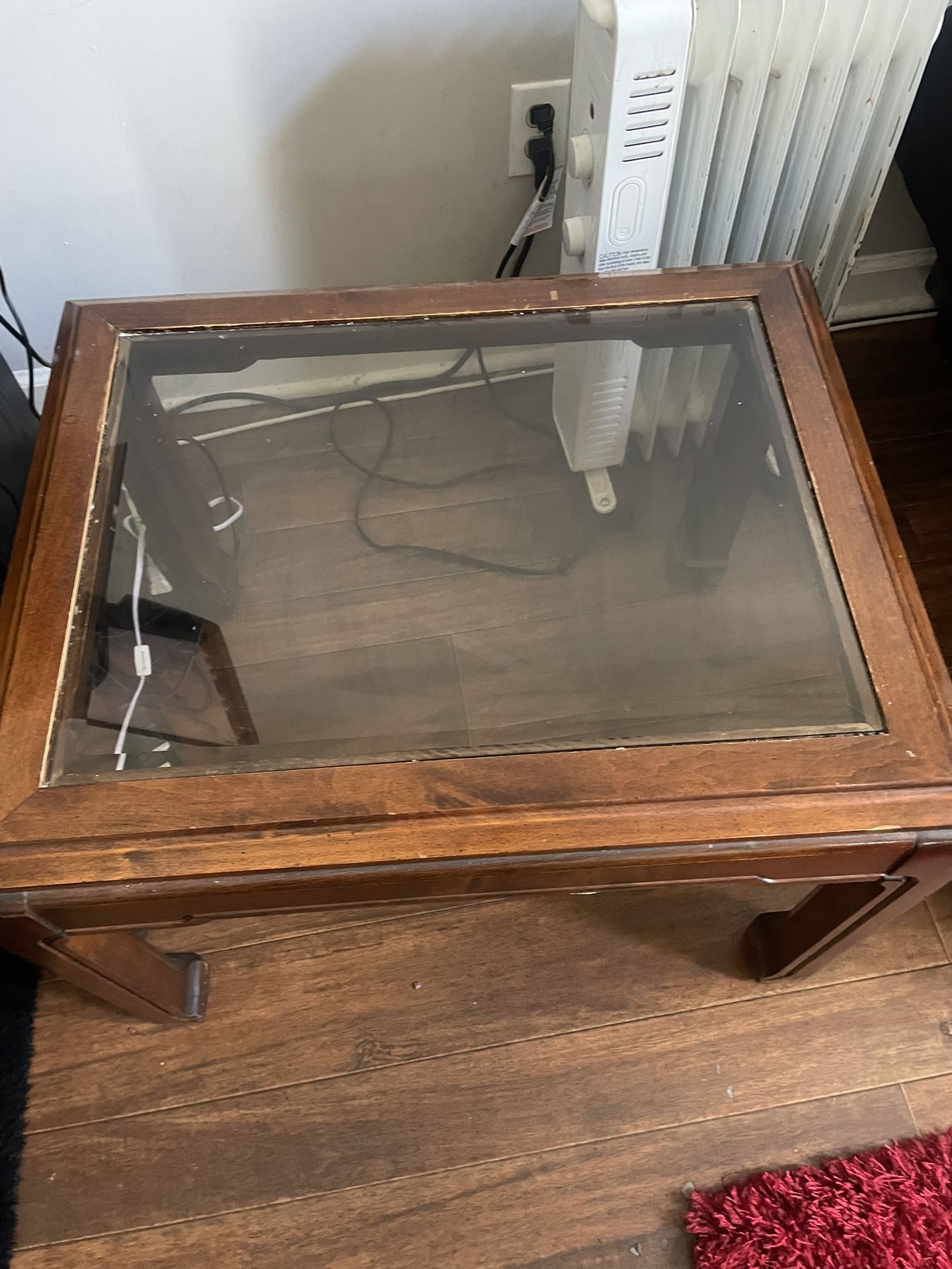 2 wooden glass end tables 