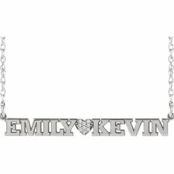 10k White Gold Couples Name Plate Necklace 