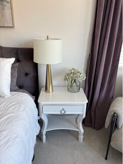 Pair of White Distressed End Tables with Drawer