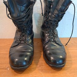 Men's Size 9.5 XW Black Leather Combat Boots 