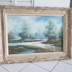 Painting Vintage Style. 36.22" x  24.01. Pintura Oleo  con marco estilo Vintage
