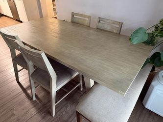 Dining Table Set – Table + 4 Chairs + Bench