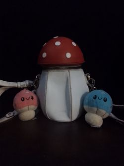 Mushroom Crossbody Bag with Plush Charms