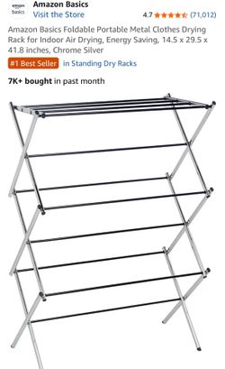Foldable Portable Metal Clothes Drying Rack for Indoor Air Drying, Energy Saving, 14.5 x 29.5 x 41.8 inches, Chrome Silver