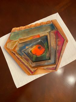 Signed Vintage Studio Pottery Wall Art – Abstract Geometric Design