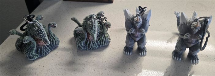 Godzilla Monster Keychain Figures Set of 4