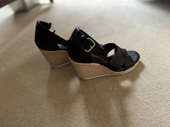 Black Leather Wedges Women’s 7.5