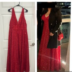 Elegant Red Sequin Evening Gown