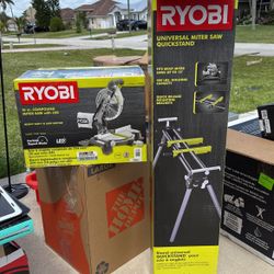 Ryobi I 10” Compound Miter Saw w/ LED, AND Universal Miter Saw Quickstand 